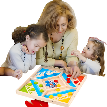 EcoToys EduPlay | Educativo y Entretenido - Juego de Mesa de Madera 2 en 1 para Diversión Familiar